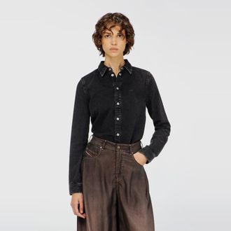Diesel Denim shirt with contrasting stitching - Denim Shirts - Woman - Black