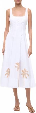 Staud Wells Dress In Palm Embroidery