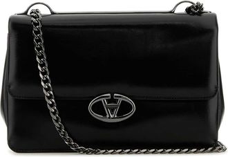 Valentino Garavani Black Leather Medium V Logo Shoulder Bag