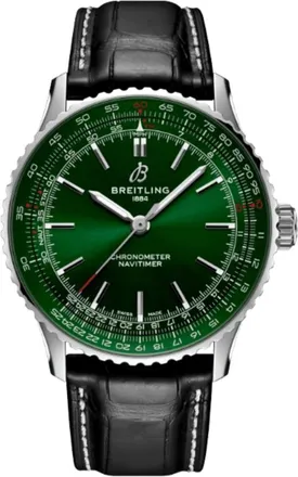 Breitling Navitimer Automatic 41 Green Dial Black Leather Strap Mens Watch A17329371L1P1