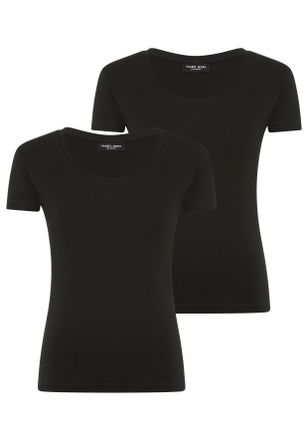 Ysabel Mora Kurzarmshirt YSABEL MORA, Damen, Gr. XL, schwarz, Single Jersey, Obermaterial: 95% Baumwolle, 5% Elasthan, figurbetont h&uuml;ftbedeckend, Rundhals, Shirts
