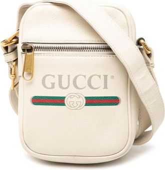 Gucci Pre-owned Small Leather Crossbody Bag - Dames - Vintage Schoudertas - Wit - ONE Size - Leer - Vintage