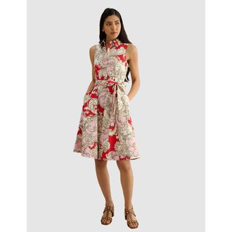 Hobbs London Beki Printed Collar Shirt Dress in Redmulti at Nordstrom, Size 12