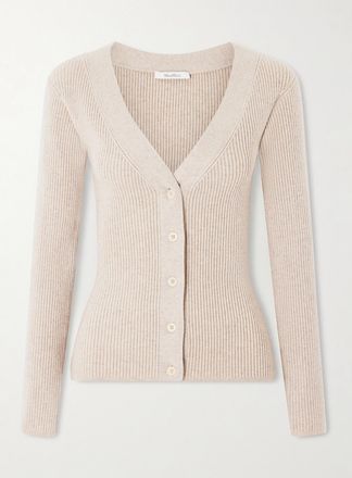 Max Mara Cardigan In Misto Lana A Coste Gioiosa - Neutri