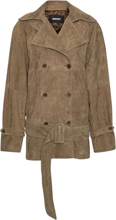 Rotate Giacca oversize in pelle scamosciata con cintura - Marrone