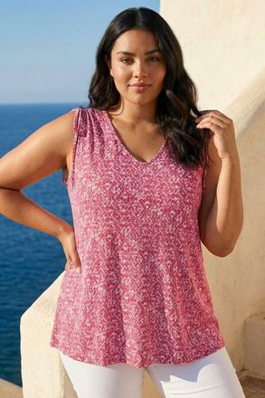 Roman Printed Ruched Shoulder Vest Top