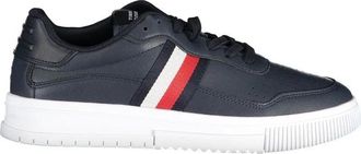Tommy Hilfiger Schoenen, Heren, Blauw, 45 EU, Leer, Blauwe leren sneaker