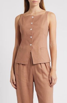 Wayf Naomi Linen Blend Vest in Mocha at Nordstrom Rack, Size X-Small