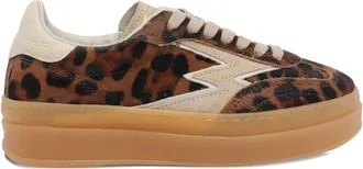 MOA Master Of Arts animal-print logo sneakers - women - Fabric/Pony Fur/Leather/Rubber - 38 - Brown