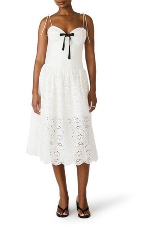 Steve Madden Juliara Eyelet Embroidery A-Line Dress in White at Nordstrom, Size 10