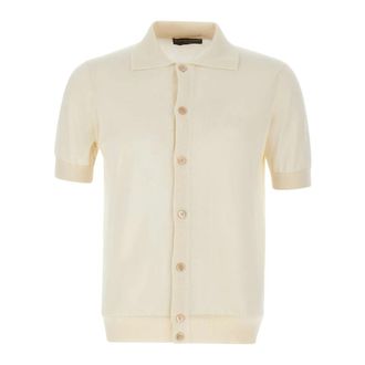FILIPPO DE LAURENTIIS Short Sleeve Knit Shirt - male - Filippo De Laurentiis - Cardigans - White - 3XL - Knitwear