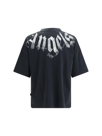 Palm Angels Big Neck Logo Print T-Shirt - Black