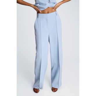 Kenneth Cole High Waist Pintuck Wide Leg Pants in Blue Dawn at Nordstrom, Size 10