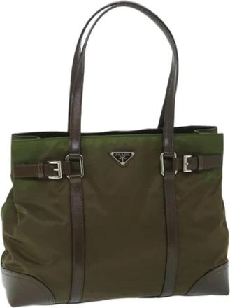 Prada Pre-owned Tote Bags, female, Green, Size: ONE SIZE Pre-owned Vintage Leather Tote Bag