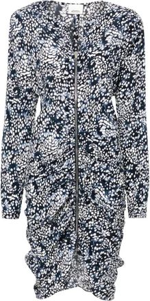 Isabel Marant Midnight Blue Abstract Patroon Zijden Jurk - Dames - Casual kleedjes - Veelkleurig - S - Kleedjes