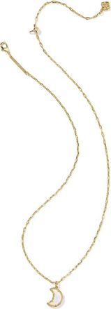 Kendra Scott Womens Moon Short Pendant Necklace In Gold Opalescent Resin