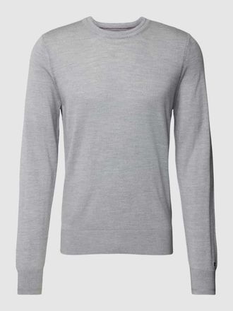 Tommy Hilfiger Strickpullover aus Lanawolle Modell MERINO in Hellgrau, Gr&ouml;&szlig;e XXL