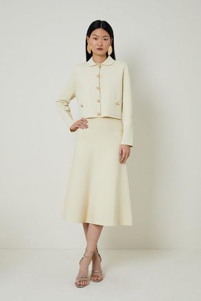 Karen Millen Viscose Blend Milano Knit Full Midi Skirt