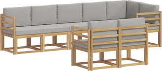 vidaXL Conjunto De Sof&aacute;s De Exterior 8 Uds. Blanco Y Gris Claro Vidaxl