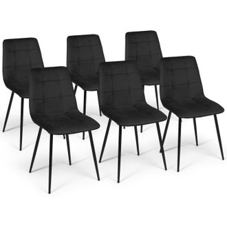 IDMarket Set Di 6 Sedie Da Pranzo Mila In Velluto Nero