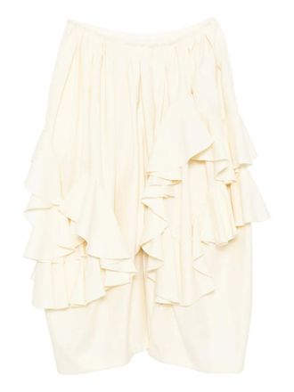 Comme Des Gar&ccedil;ons ruffled trousers - women - Wool - M - Neutrals