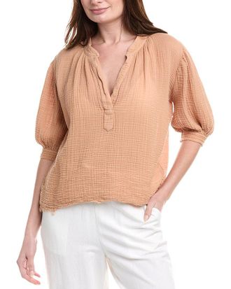 9seed 9Seed Lightweight Gauze Dashiki Puff Sleeve Top