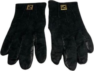 Fendi Pre-owned Leren Handschoenen - Dames - Vintage Accessoires - Zwart - ONE Size - Leer - Vintage