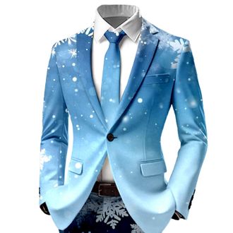 Generic Festive Themed Print Modern Casual Style Jacket For Holiday Parties And Comfortable Fit Mens (Sky Blue, L)