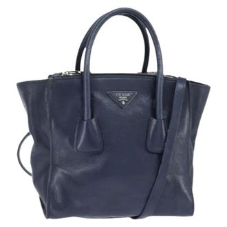 Prada Pre-owned Handbags, female, Blue, Size: ONE SIZE Pre-owned Vintage Leather Handbag