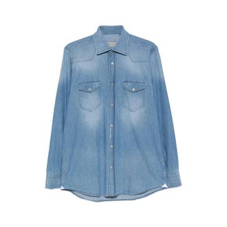 Sartorio Napoli Overhemden, Heren, Blauw, L, Denim, Western-stijl Denim Shirt