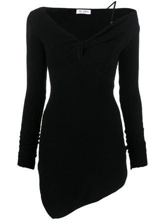 The Attico Desai asymmetric ribbed-knit minidress - Black