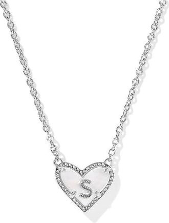 Kendra Scott Heart Letter S Short Pendant Womens Necklace Womens Necklace Silver Ivory Mother Of Pearl, Brass