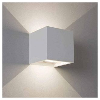 Trade Shop Trade Shop Traesio - Trade Shop - Applique Da Parete In Gesso A Cubo Up E Down Verniciabile Lampada G9 Moderno Gs-e15