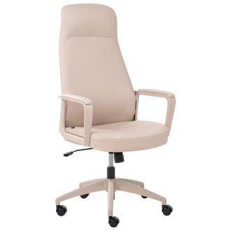 Beliani Silla De Oficina Funcional Tapizada En Piel Sint&eacute;tica Altura Ajustable Base Giratoria Respaldo Reclinable Beige Ardour