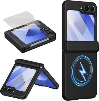 OEM Funda Protectora De Pantalla Negra Para Galaxy Z Flip6 Con Protecci&oacute;n Completa C&aacute;mara Bisagra, Compatible Magsafe Protecci&oacute;n Magn&eacute;tica Silicona