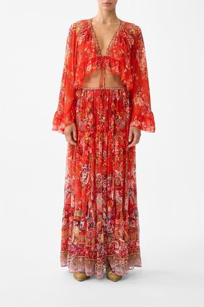 Camilla Crop Ruffle Top in Ol&eacute; Ol&eacute; at Nordstrom, Size X-Large Short Au