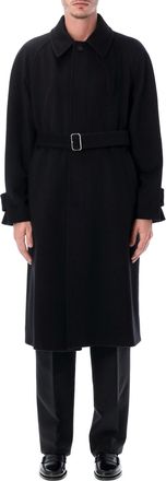Ferragamo Black Cashmere-blend Belted Coat