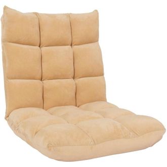 Hhg Non utilizzato] Sedia da pavimento HHG 904, poltrona da pavimento cuscino 6 posizioni reclinabili, velluto, beige
