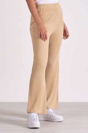 Elan Drawstring Waffle Flare Pant In Tan