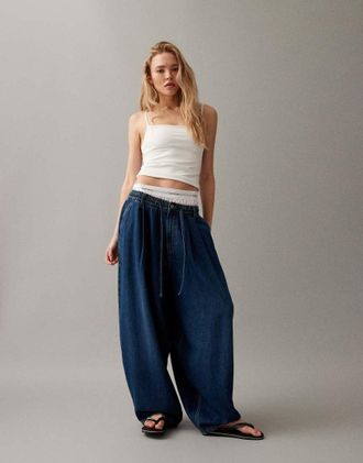 Collusion XL - Jeans a palloncino lavaggio medio-Blu