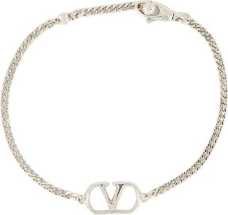 Valentino Garavani Palladium Metalen Armband met Vlogo - Heren - Armbanden - Grijs - ONE Size - Accessoires