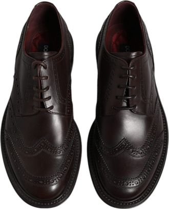 Dolce & Gabbana Mens Brown Leather Derby Wingtip Lace Up Formal Dress Shoes Calf
