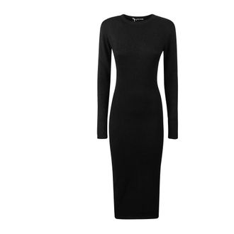 Hinnominate Knitted Dresses, female, Black, XS, Elegant Round Neck Dress