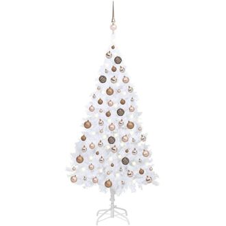 vidaXL &Aacute;rbol De Navidad Preiluminado Con Luces Y Bolas Blanco 120 Cm Vidaxl