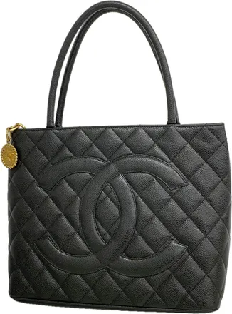 Chanel Black Grained Calfskin Tote Bag (Pre-Owned)