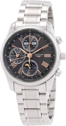 Longines The Longines Master Collection Chronograph GMT Automatic Moon Phase Anthracite Dial Mens Watch L2.673.4.61.6