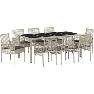 vidaXL Vidaxl - Conjunto De Comedor De Jard&iacute;n 9 Pcs Gris Claro Polirat&aacute;n