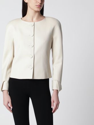 Chlo&eacute; Fitted jacket in desert brown grain de poudre wool