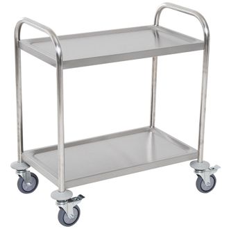 OEM Carrello Da Cucina Con Ruote A 2 Ripiani In Acciaio Grigio 80 Cm