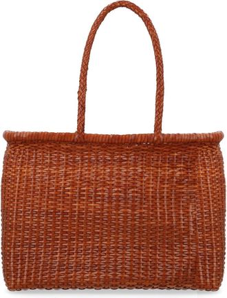 Dragon Diffusion Brown B Weave Woven Leather Tote Bag